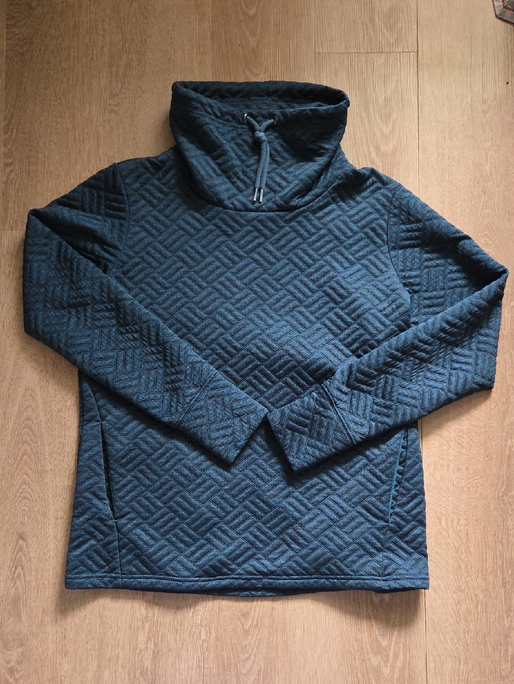 RBX Quilted Funnel Neck Pullover in Dark Teal